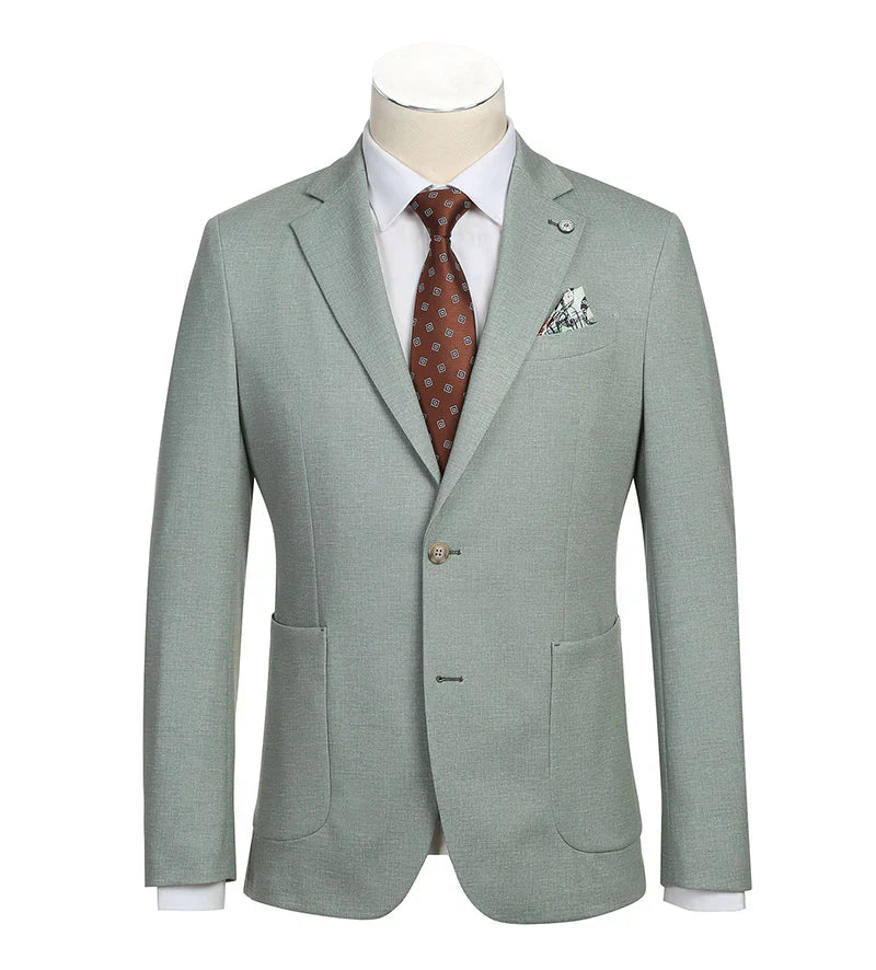 Half Canvas Slim Fit Blazer in Light Sage Gray by Pellagio