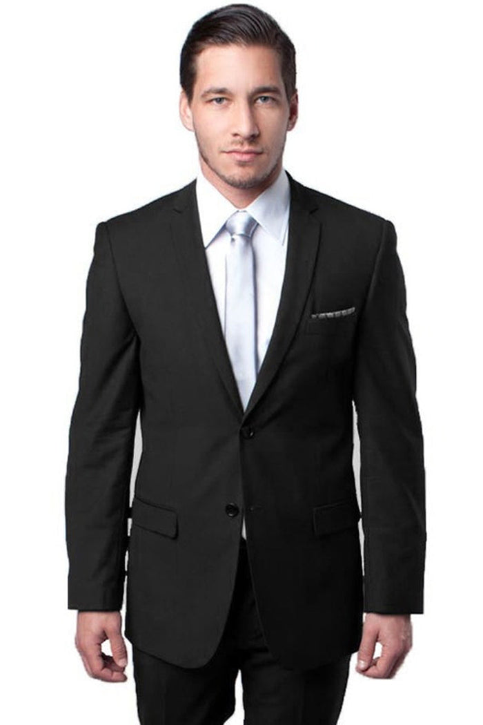 Men's Slim Fit Black Wedding Suit by Tazio Suits