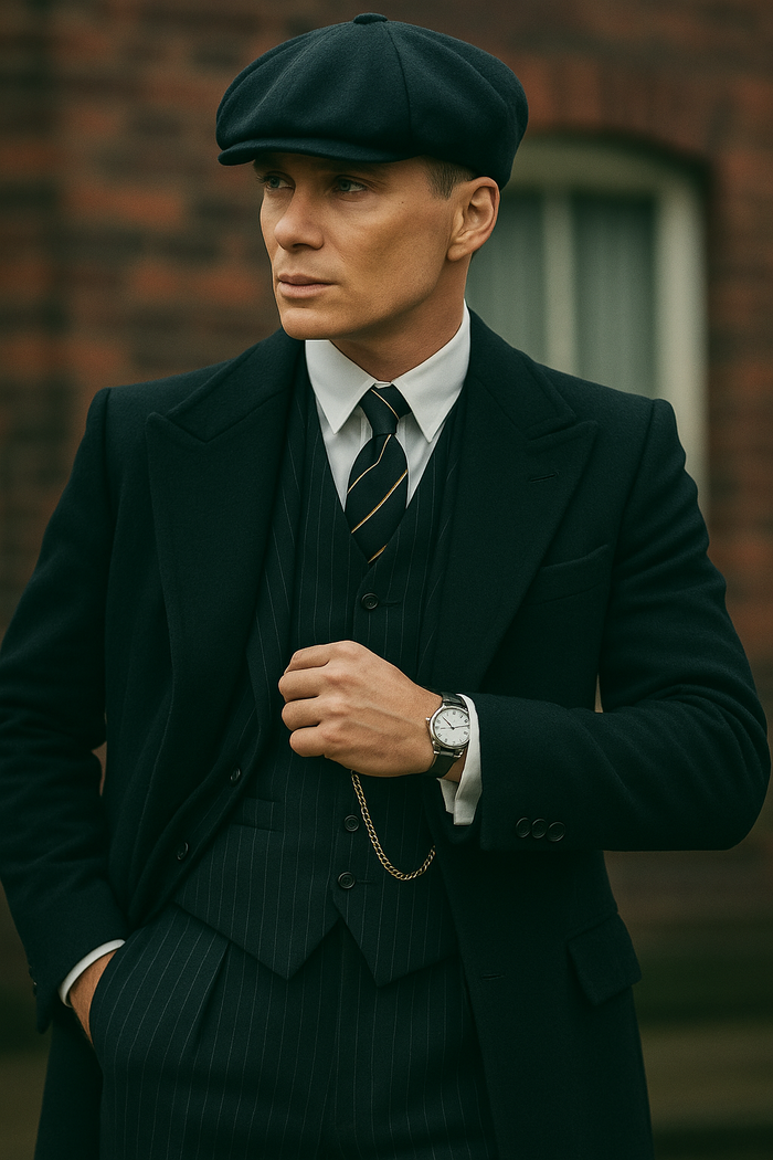 Mens Peaky Blinders Costume Thomas Shelby Pinstripe Outfit