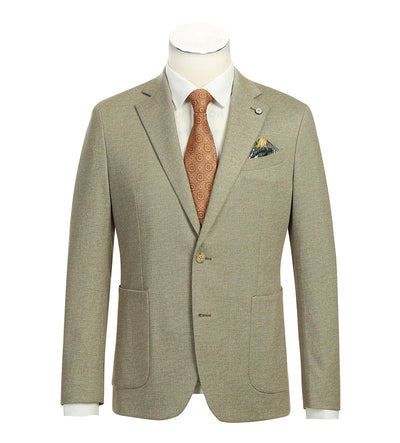 Half Canvas Slim Fit Blazer in Khaki by Pellagio