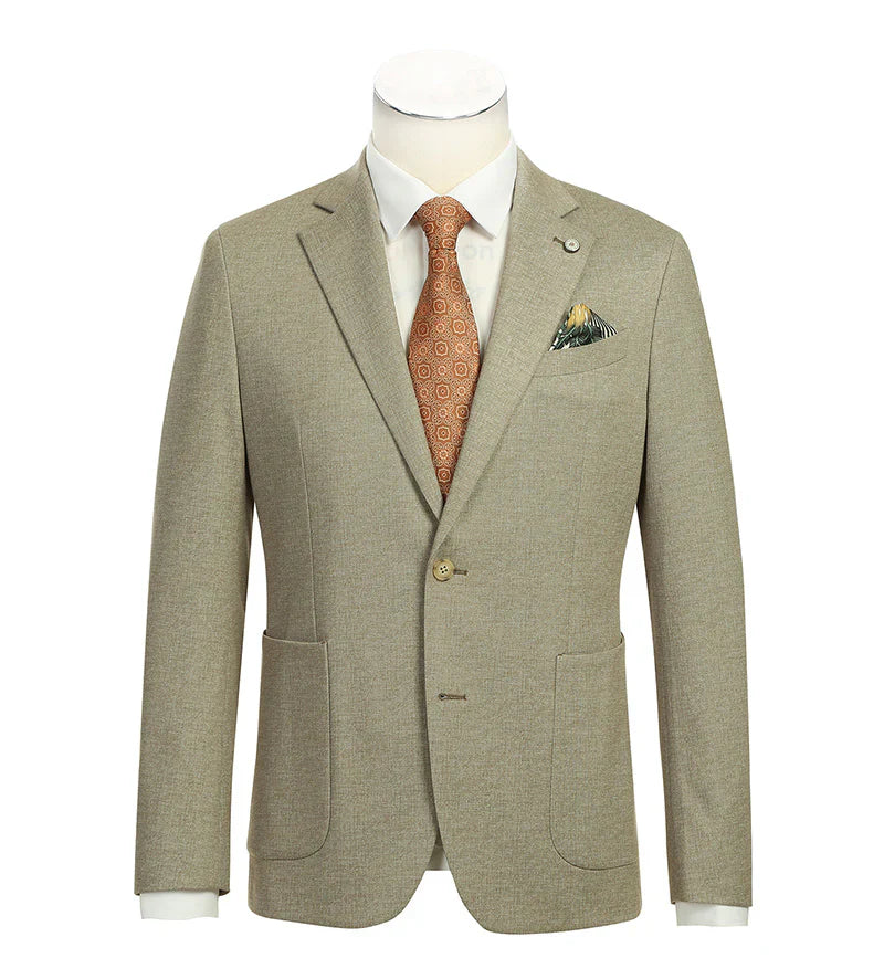 Half Canvas Slim Fit Blazer in Khaki by Pellagio