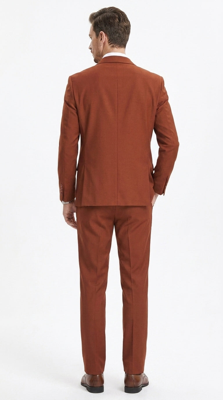 Stacy Adams Burnt Orange Suit – Men’s Rust 3-Piece Wedding & Formal Suit with Vest