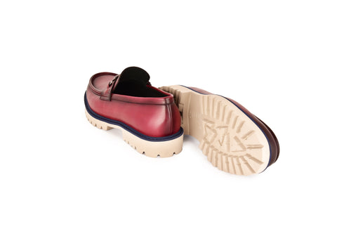 C0001203-7887 loafer with silver buckle-burgundy