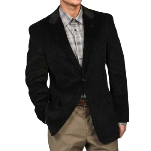 Two Button Men's Corduroy Sport Coat Black by menssuitsatlantain