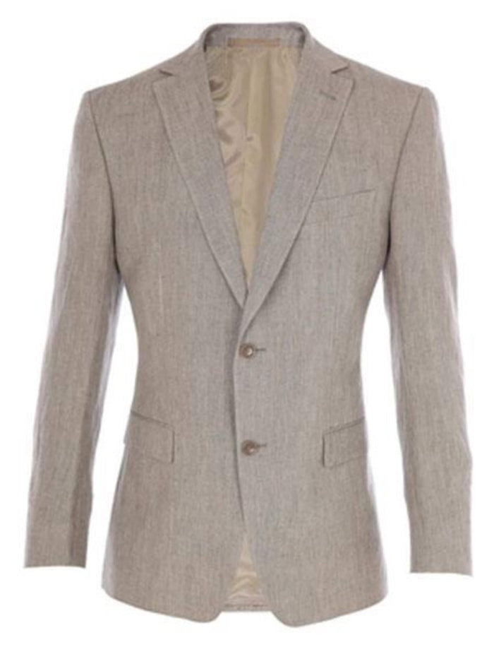 Mens Big and Tall Linen Suits -  Dark Tan Summer Fabric Suit