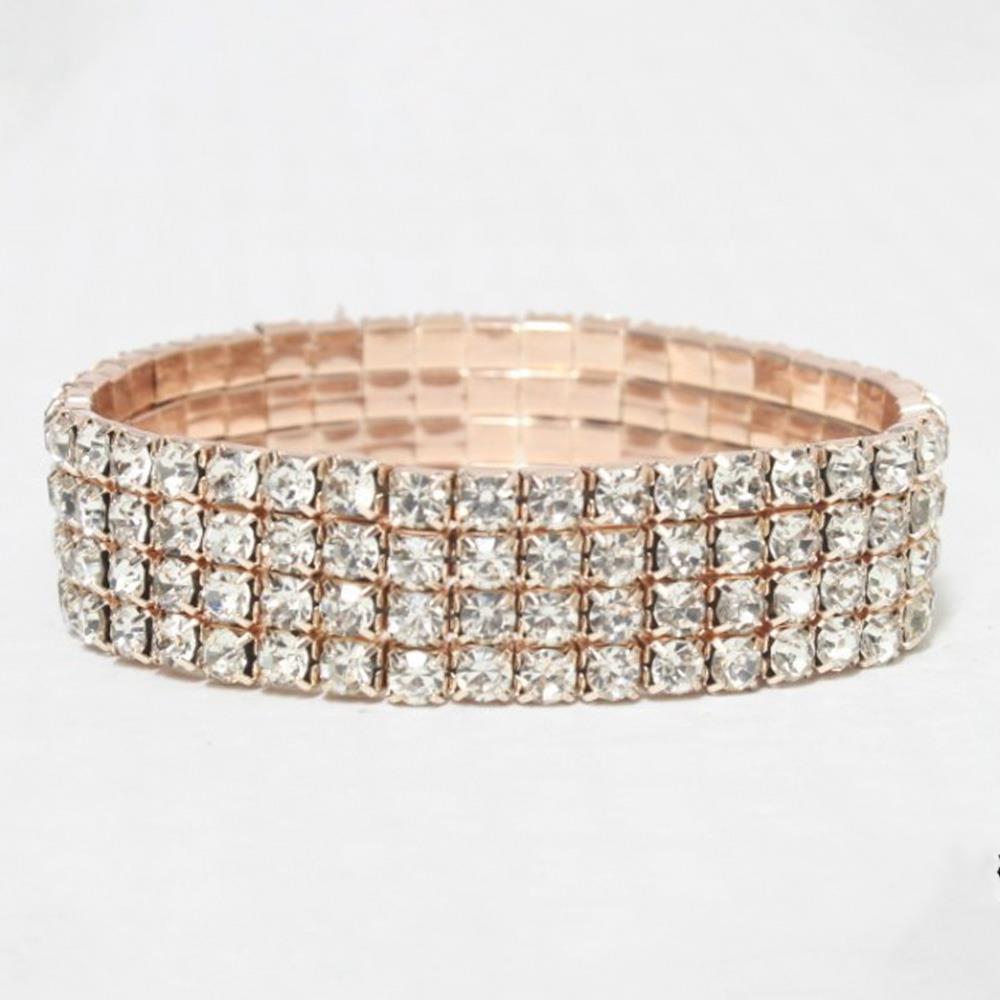 Rose Gold Rhinestone Stretch Bracelet Accessories B-1058