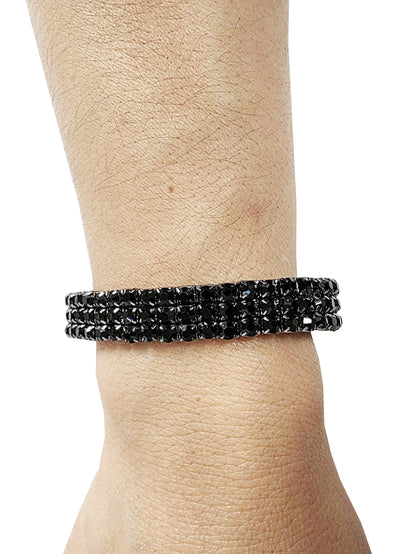 Black Rhinestone Bracelet | Paved Crystal Cuff Accessories