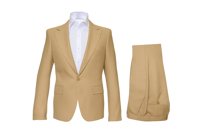 Seersucker Suit Peak Lapel Suit in Color Tan - Summer Fabric Tone on Tone Shadow Stripe By Rossiman USA Men's Outlet