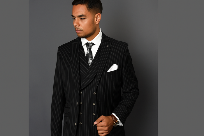 Men’s Black and Grey Statement Suit – Modern Formal Designer Suit
