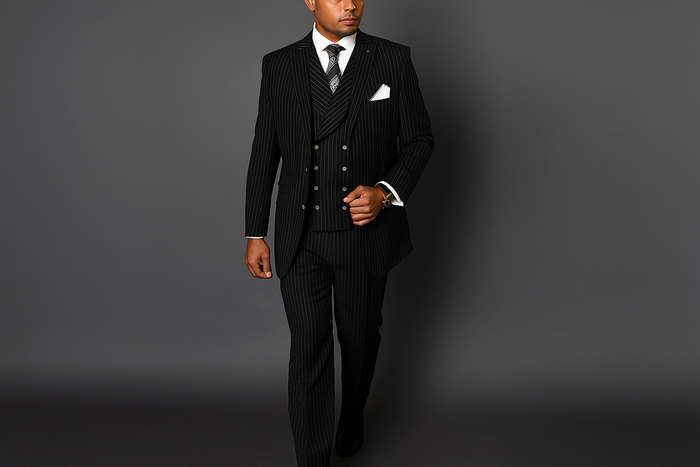 Men’s Black and Grey Statement Suit – Modern Formal Designer Suit