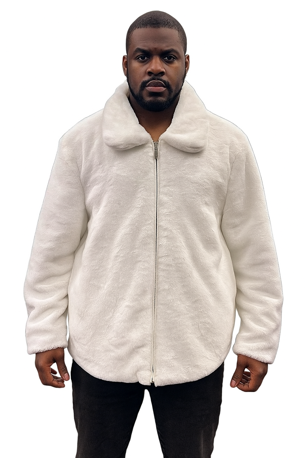 Men's White Fur Short Coat by AlbertoNardoniStore