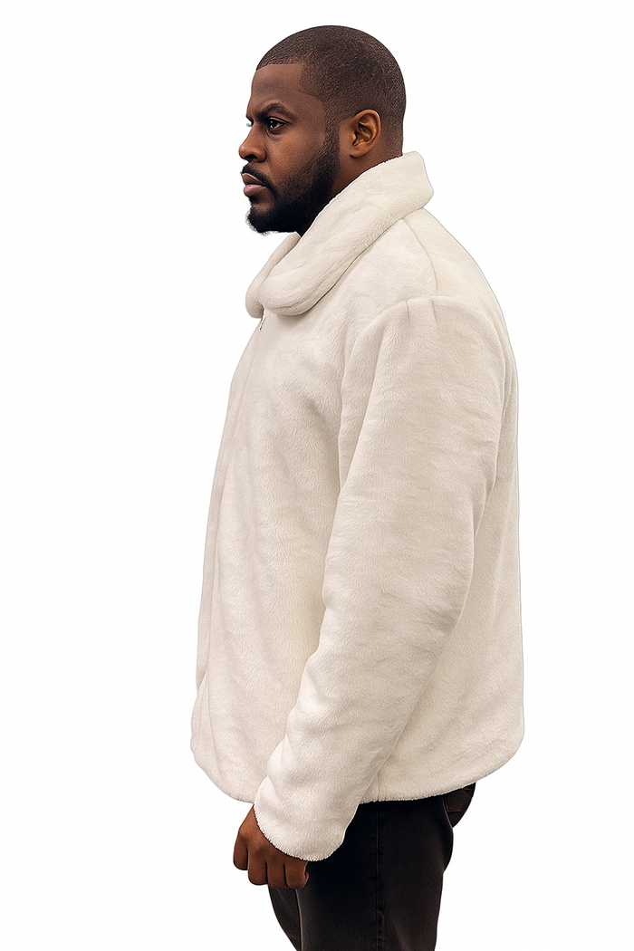 Men's White Fur Short Coat by AlbertoNardoniStore