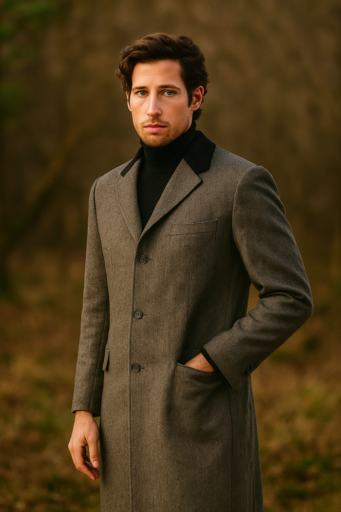 Herringbone Wool & Cashmere Chesterfield Overcoat by AlbertoNardoniStore