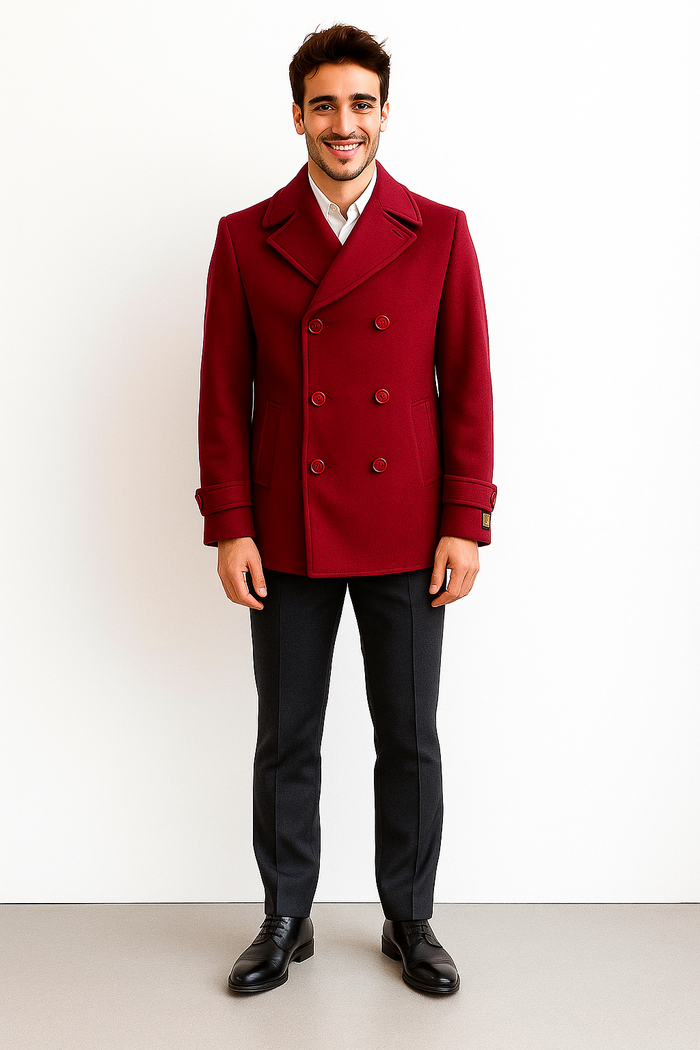 Men's Big & Tall Wool Peacoat Overcoat Style by AlbertoNardoniStore