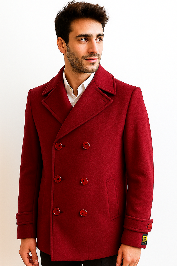 Men's Big & Tall Wool Peacoat Overcoat Style by AlbertoNardoniStore