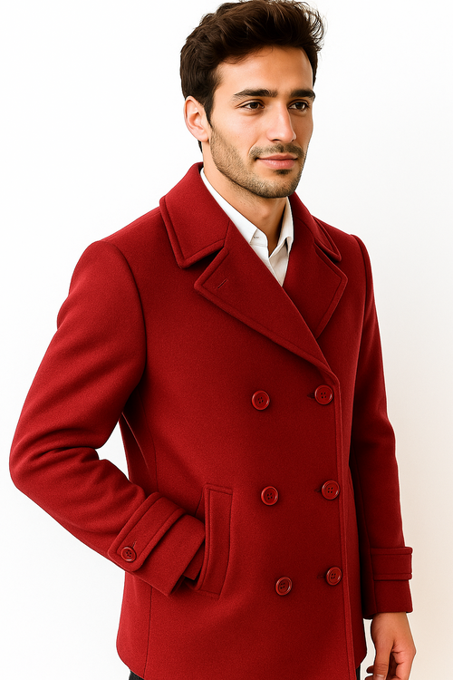 Men's Big & Tall Wool Peacoat Overcoat Style by AlbertoNardoniStore