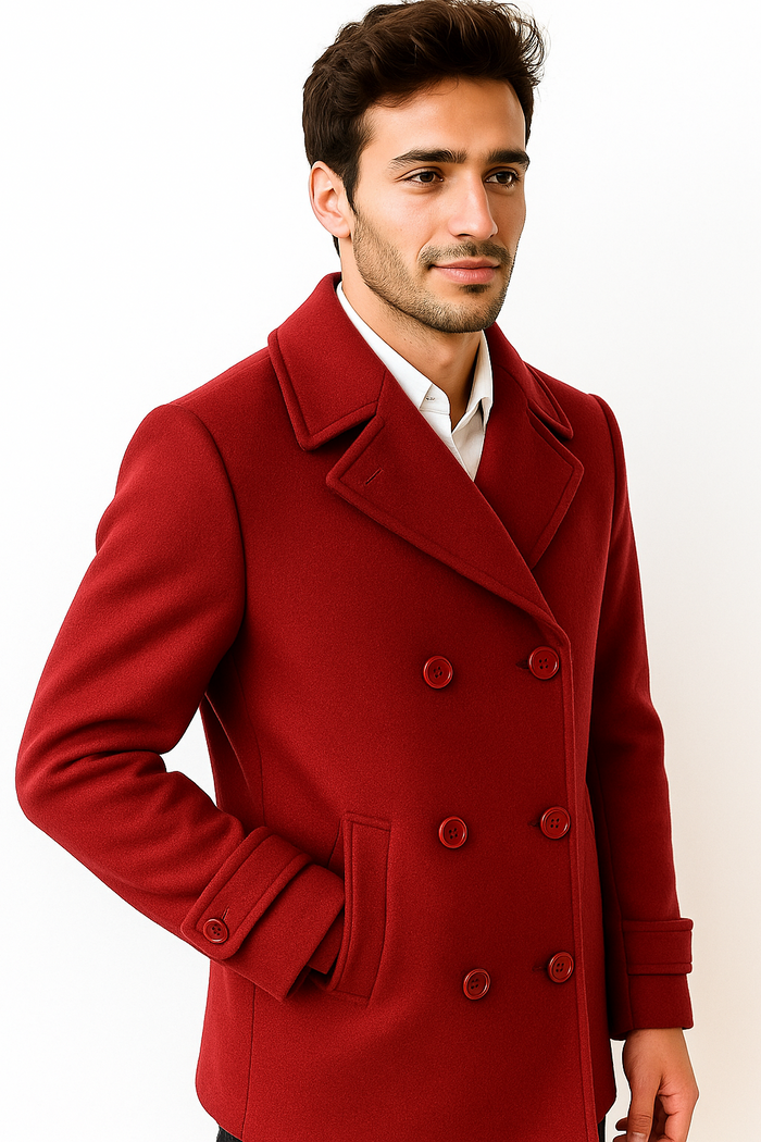 Men's Big & Tall Wool Peacoat Overcoat Style by AlbertoNardoniStore