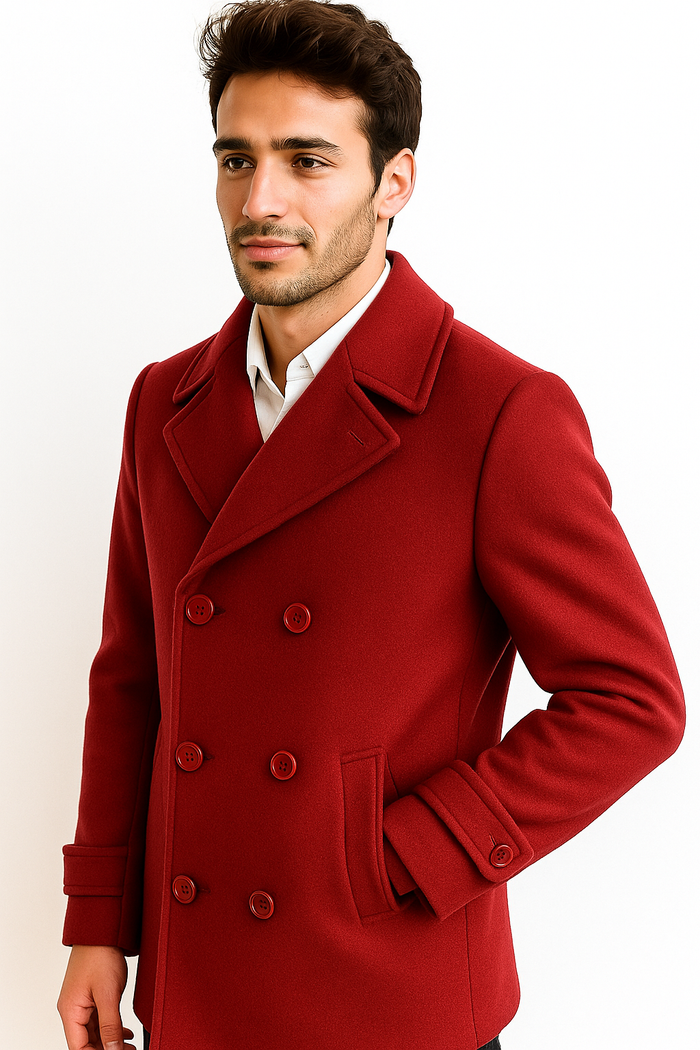 Men's Big & Tall Wool Peacoat Overcoat Style by AlbertoNardoniStore