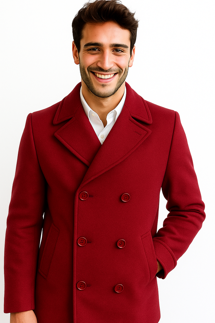 Men's Big & Tall Wool Peacoat Overcoat Style by AlbertoNardoniStore