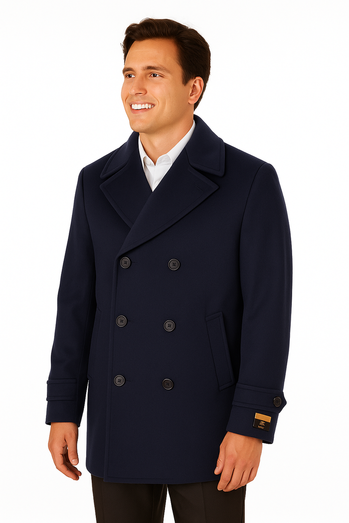 Big & Tall Men's Wool Peacoat by AlbertoNardoniStore