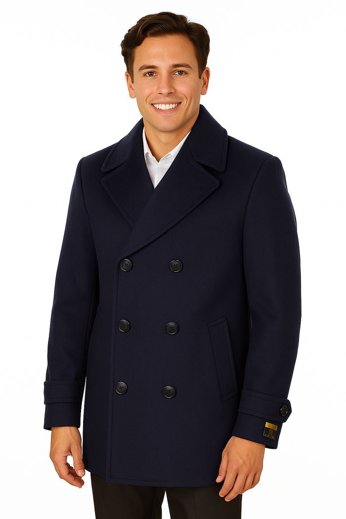 Big & Tall Men's Wool Peacoat by AlbertoNardoniStore