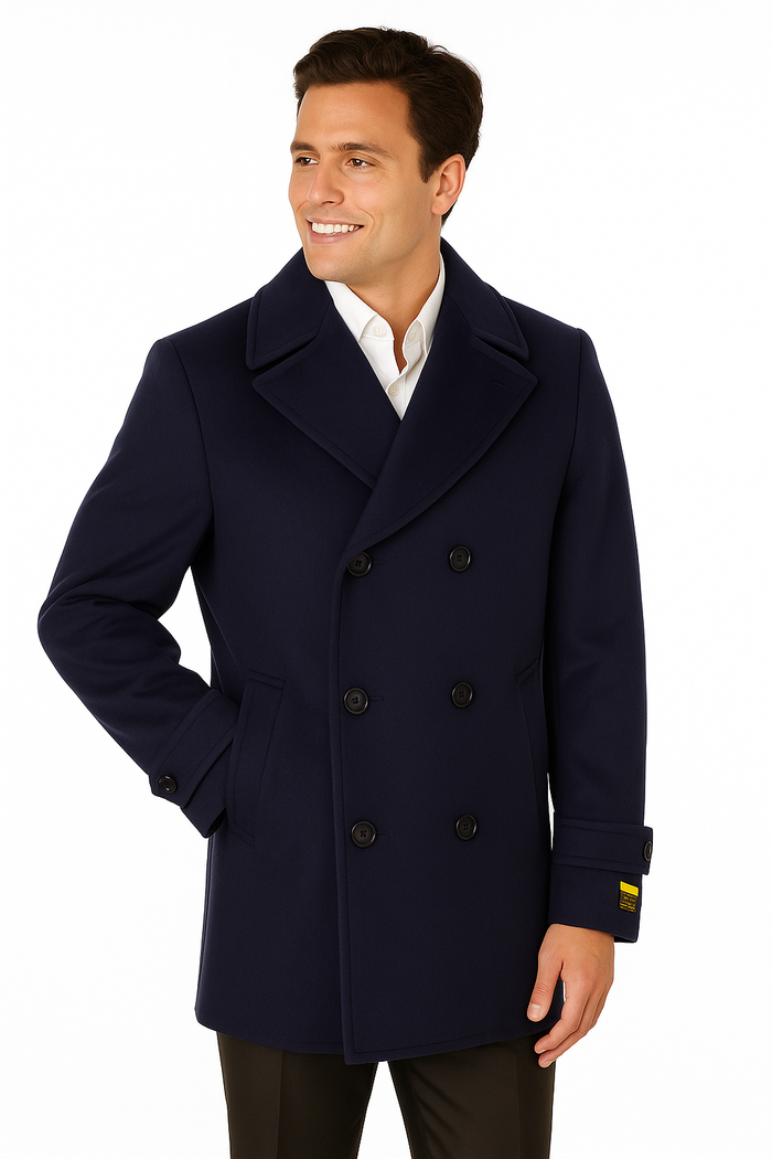 Big & Tall Men's Wool Peacoat by AlbertoNardoniStore