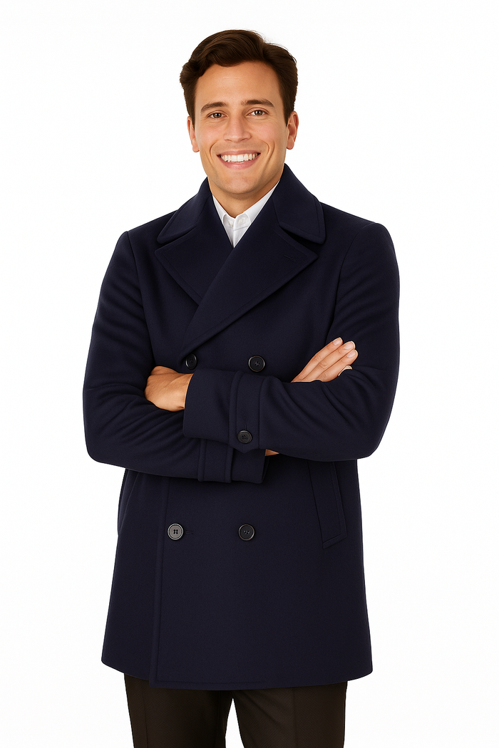 Big & Tall Men's Wool Peacoat by AlbertoNardoniStore