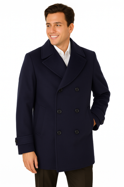 Big & Tall Men's Wool Peacoat by AlbertoNardoniStore