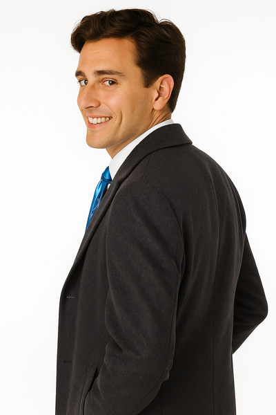 Men's Charcoal Grey Wool & Cashmere Overcoat - Classic Full Length by USA Men's Outlet