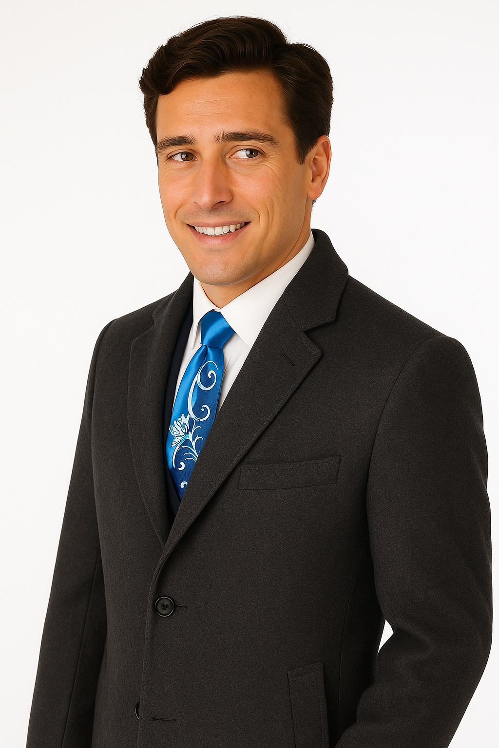 Men's Charcoal Grey Wool & Cashmere Overcoat - Classic Full Length by USA Men's Outlet