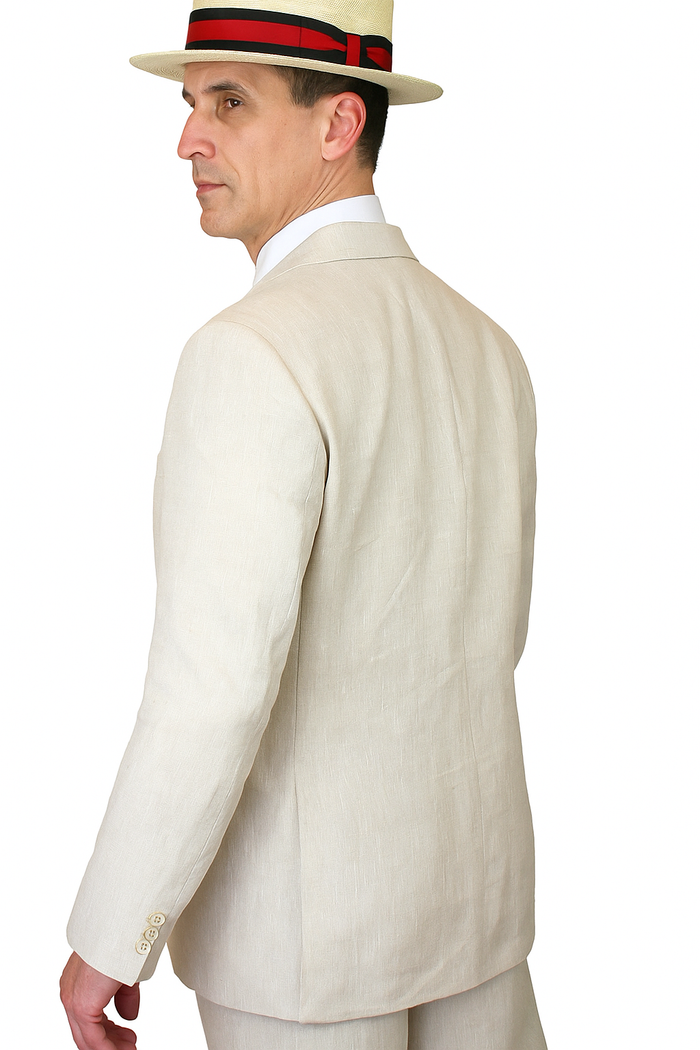 Riverdale Linen Coat - Natural - Crisp 3-Piece Linen Suit for Summer by USA Men's Outlet