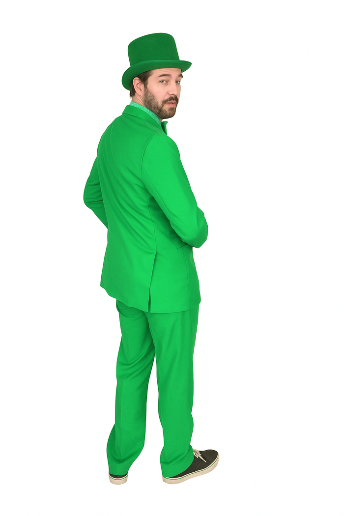 Vibrant Green Costume Suit with Matching Hat - Bold Party & Event Wear - USA Men's Outlet