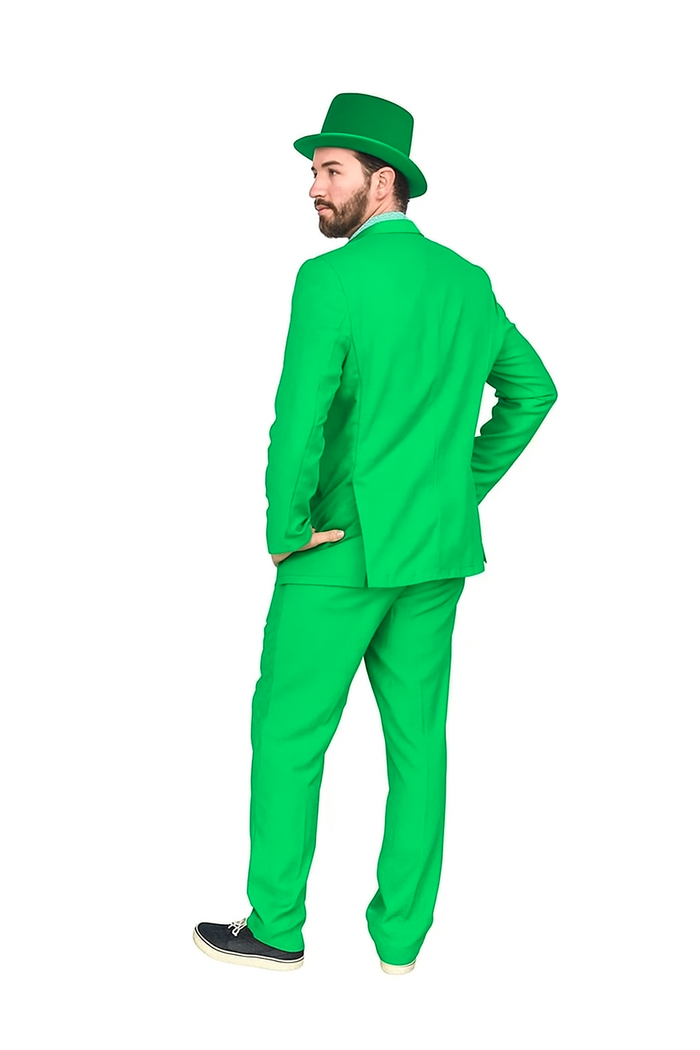 Vibrant Green Costume Suit with Matching Hat - Bold Party & Event Wear - USA Men's Outlet