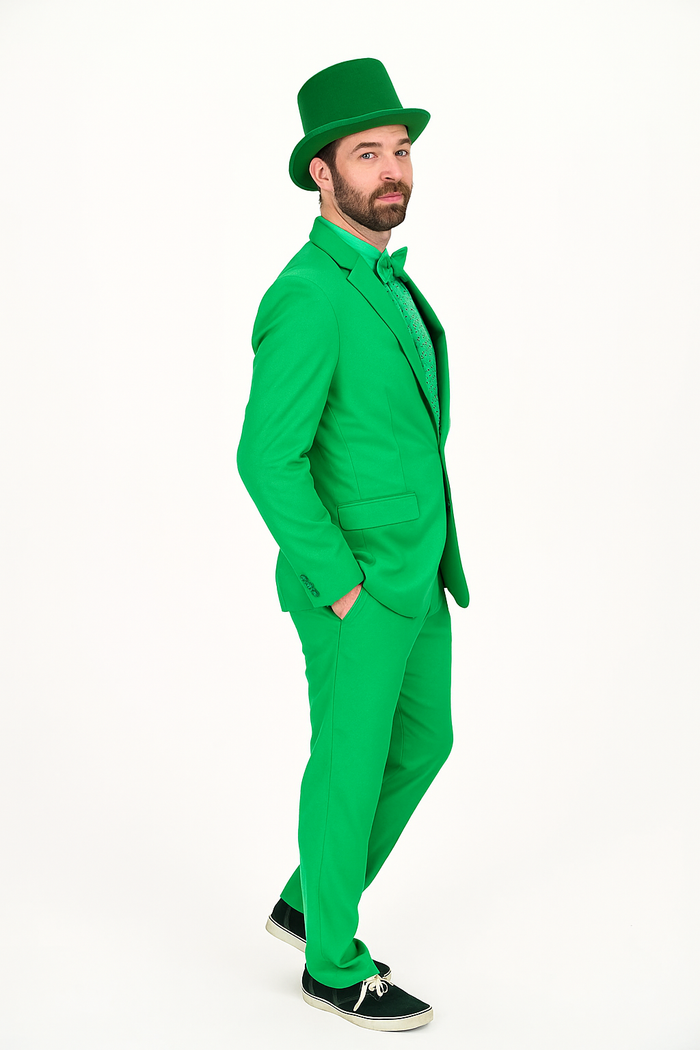 Vibrant Green Costume Suit with Matching Hat - Bold Party & Event Wear - USA Men's Outlet