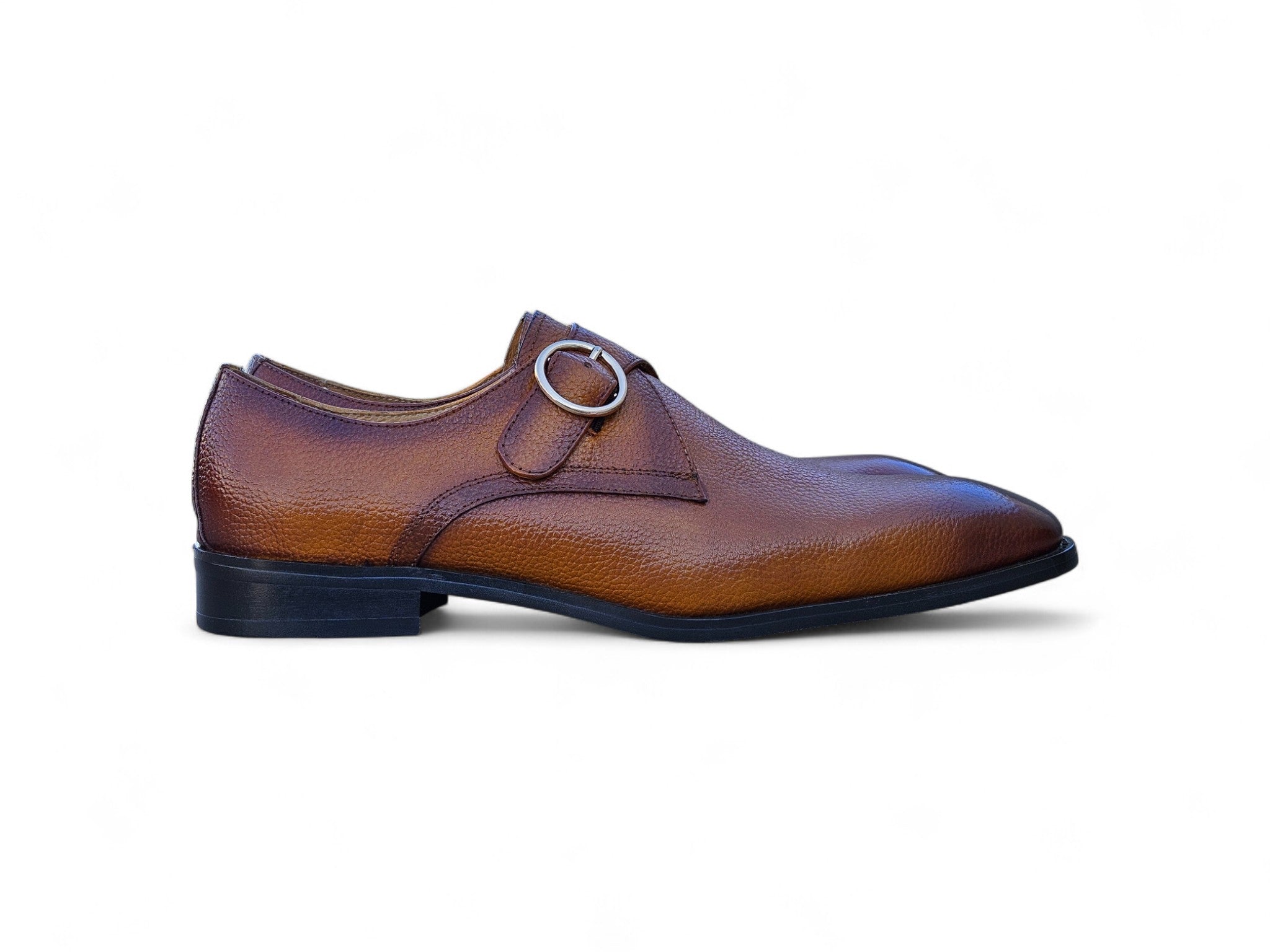 Single Monk Strap Plain Toe Shoes