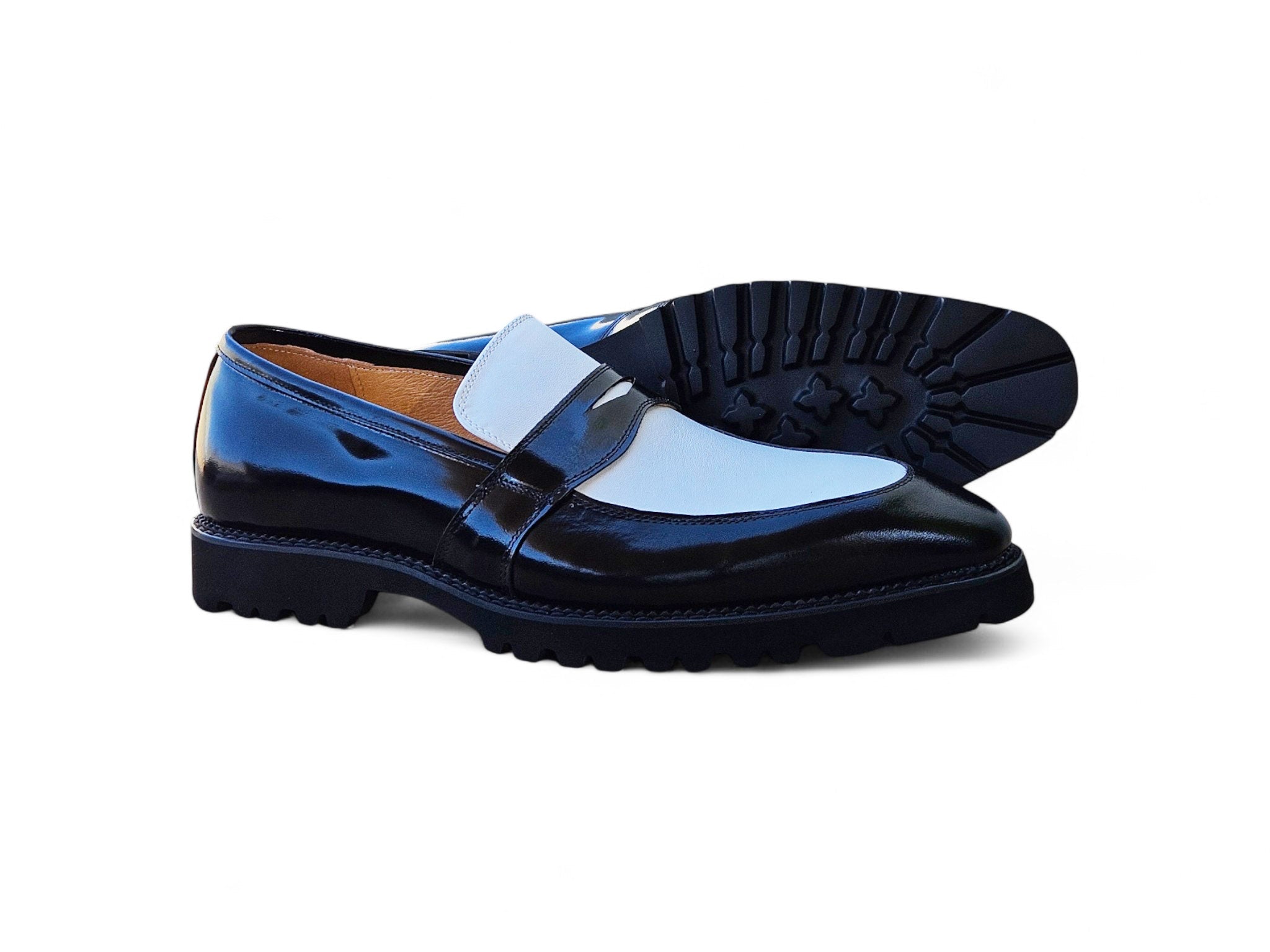 Two Tone Patent Leather Penny Loafer