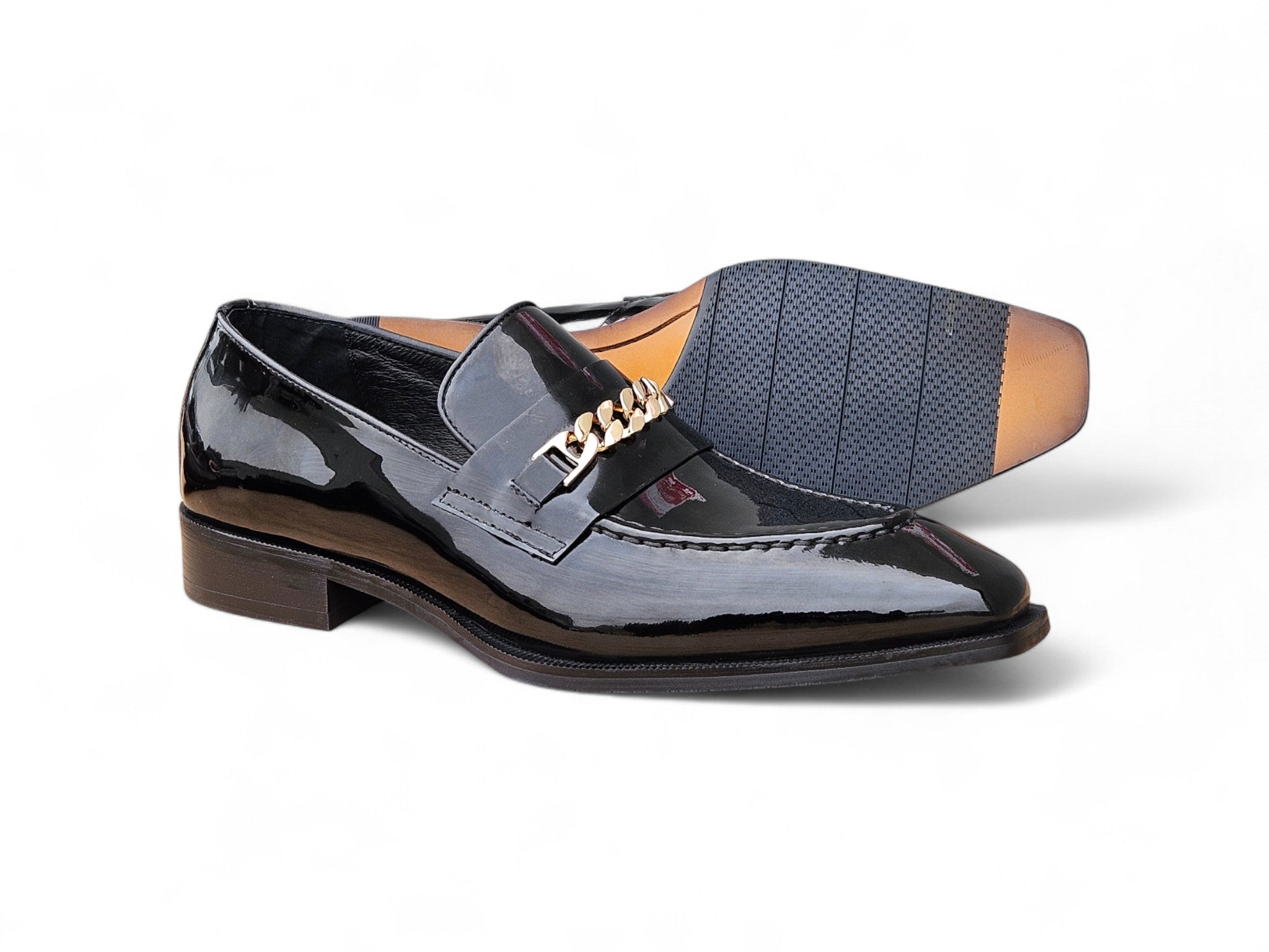 Amber Patent Leather Chain Loafer