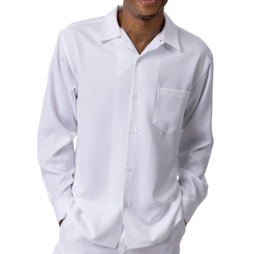 White 2-Piece Solid Long Sleeve Walking Suit