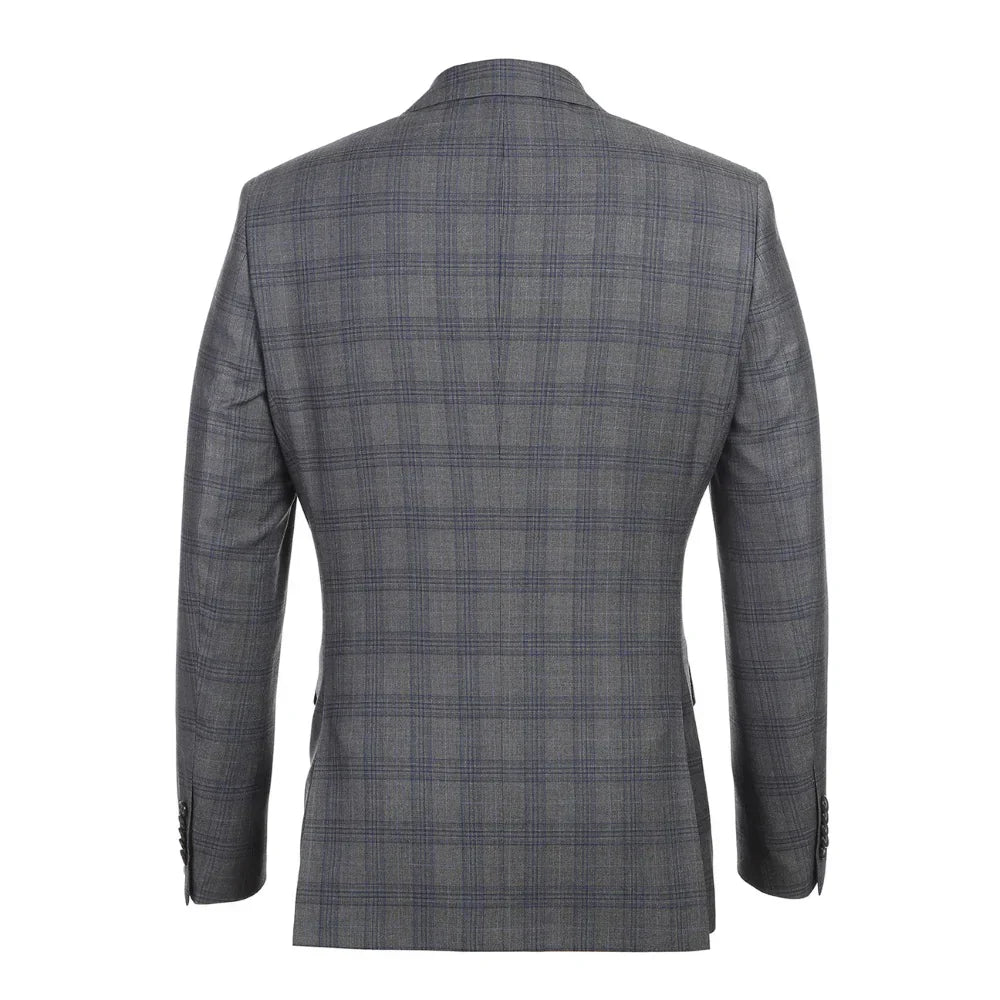 English Laundry Collection - 2 Piece Slim Fit Gray Plaid Notch Lapel Suit