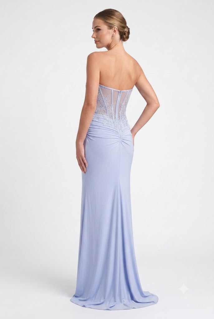 La Femme 33526 Beaded Lace Illusion Sweetheart Gown
