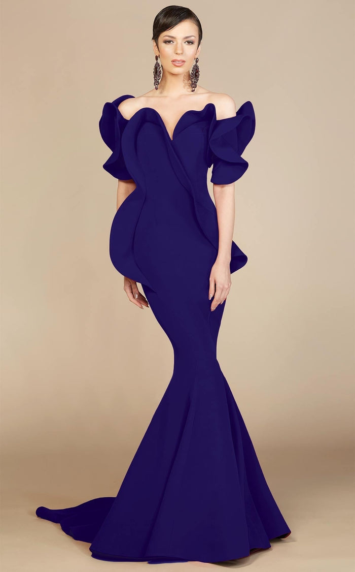 Fouad Sarkis 2328 Off-Shoulder Ruffled Sweetheart Mermaid Gown