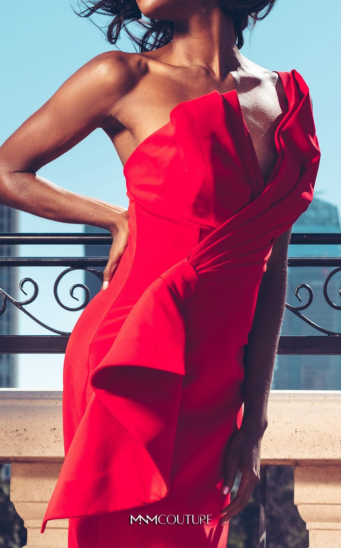 Fouad Sarkis 2425A One-Shoulder Blue Draped Couture Gown