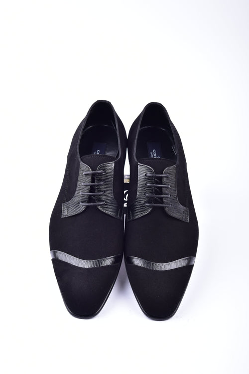 C001403-2432 Cap toe Suede and lizard- Black