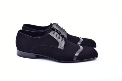 C001403-2432 Cap toe Suede and lizard- Black