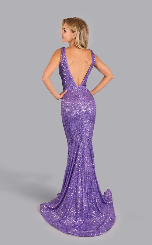 Jessica Angel JA2594 V-Neck Illusion Sleeveless Mermaid Stretch Sequin Dress