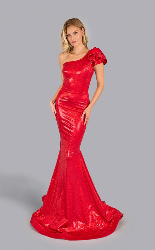 Jessica Angel JA2598 One-Shoulder Mermaid Open Back Train B’Dazzle Dress