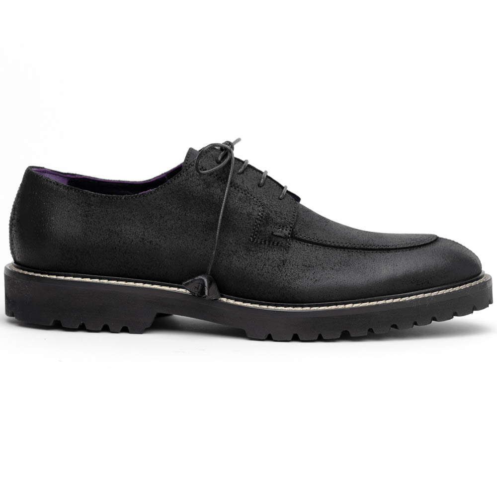 Zelli Campo Sueded Goatskin Lace-up Blucher Shoes in Black