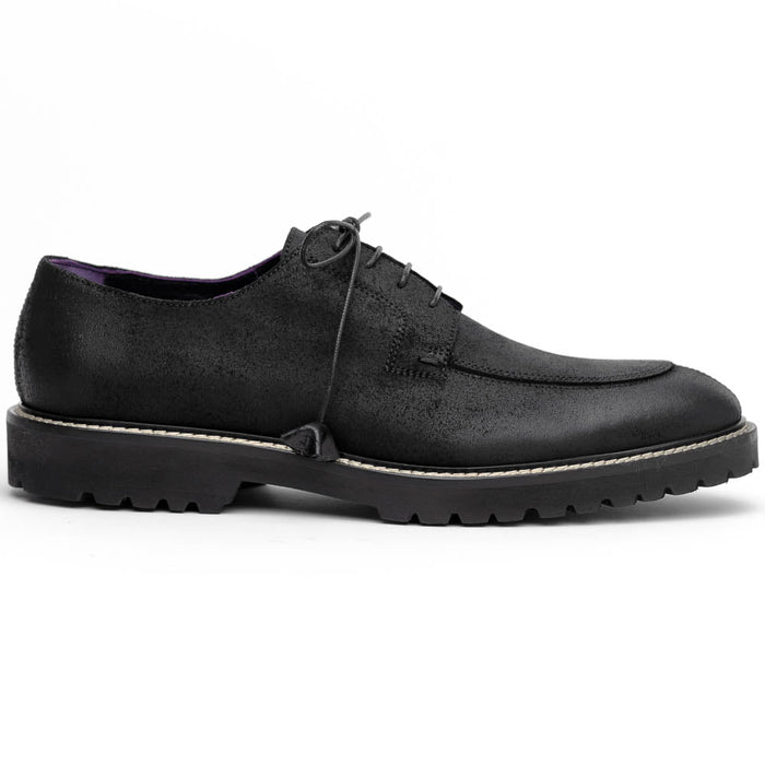 Zelli Campo Sueded Goatskin Lace-up Blucher Shoes in Black