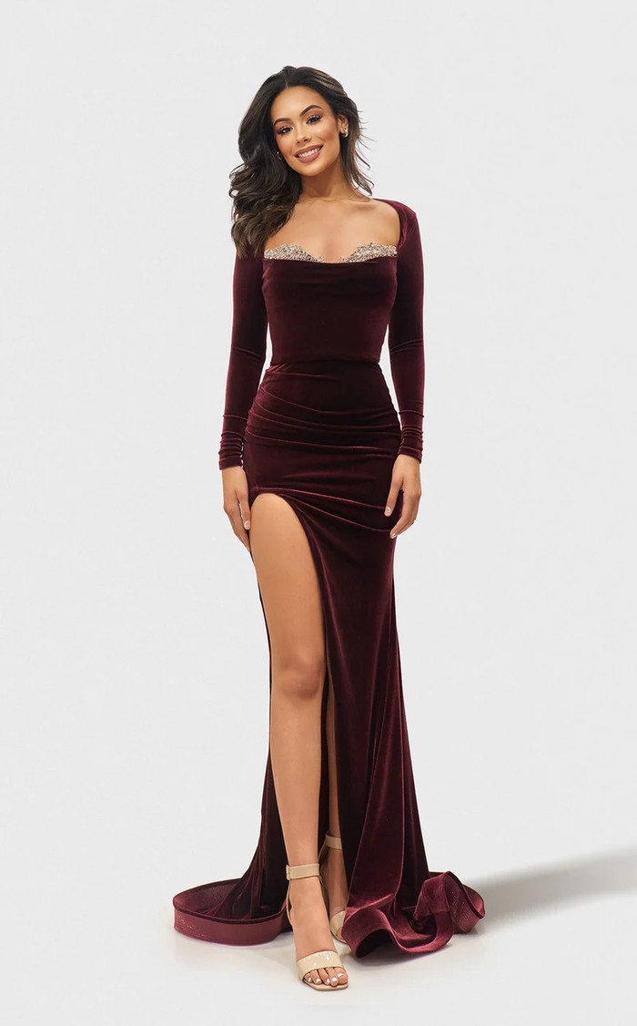 Jessica Angel JA2667 Long Sleeve Mermaid Formal Floor-Length Velvet Dress