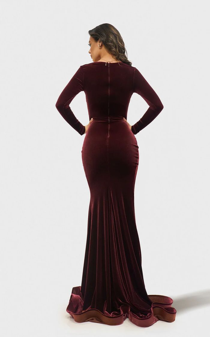 Jessica Angel JA2667 Long Sleeve Mermaid Formal Floor-Length Velvet Dress